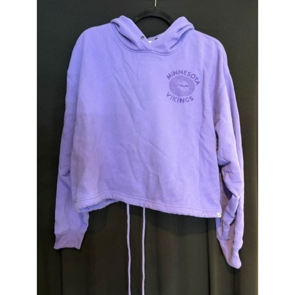 Women's Purple‎ Brand 47 MN Vikings Drawstring Tie Hooded Sweatshirt Size L